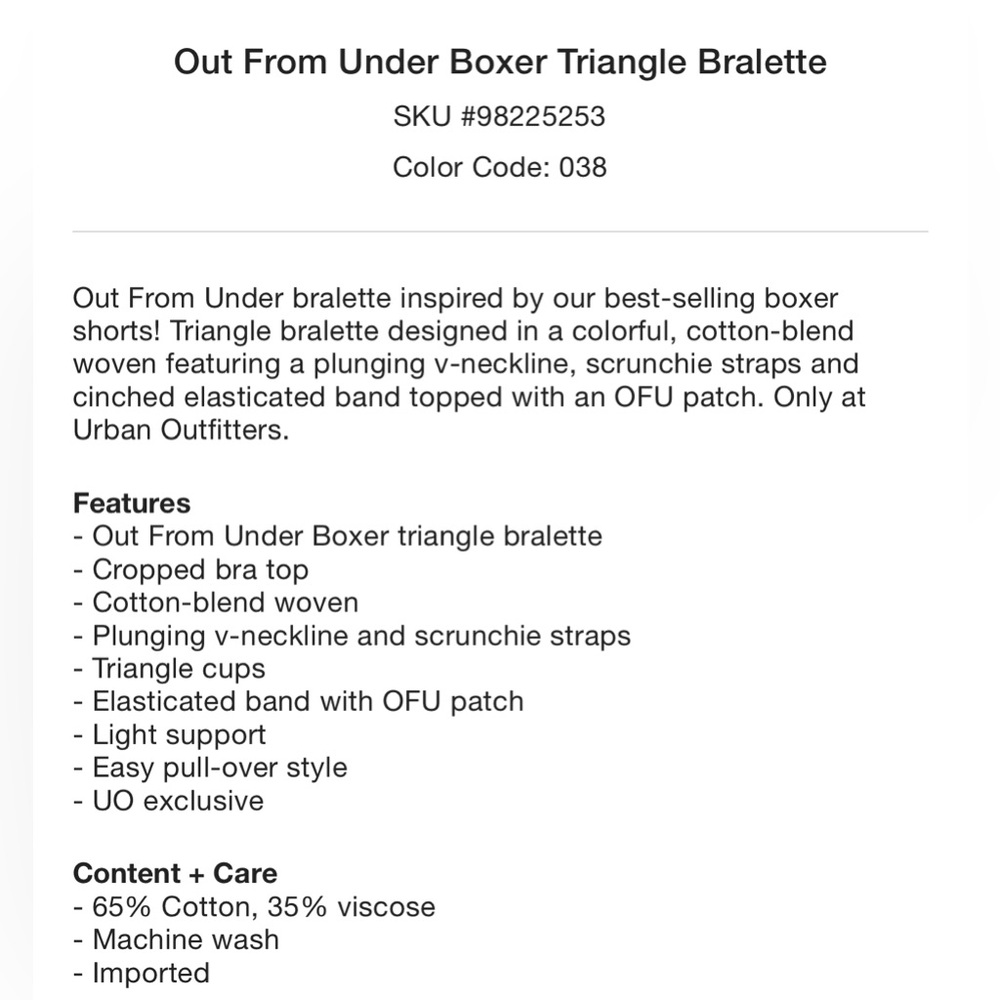 OUT FROM UNDER Boxer Triangle Bralette - Picture 6 of 9